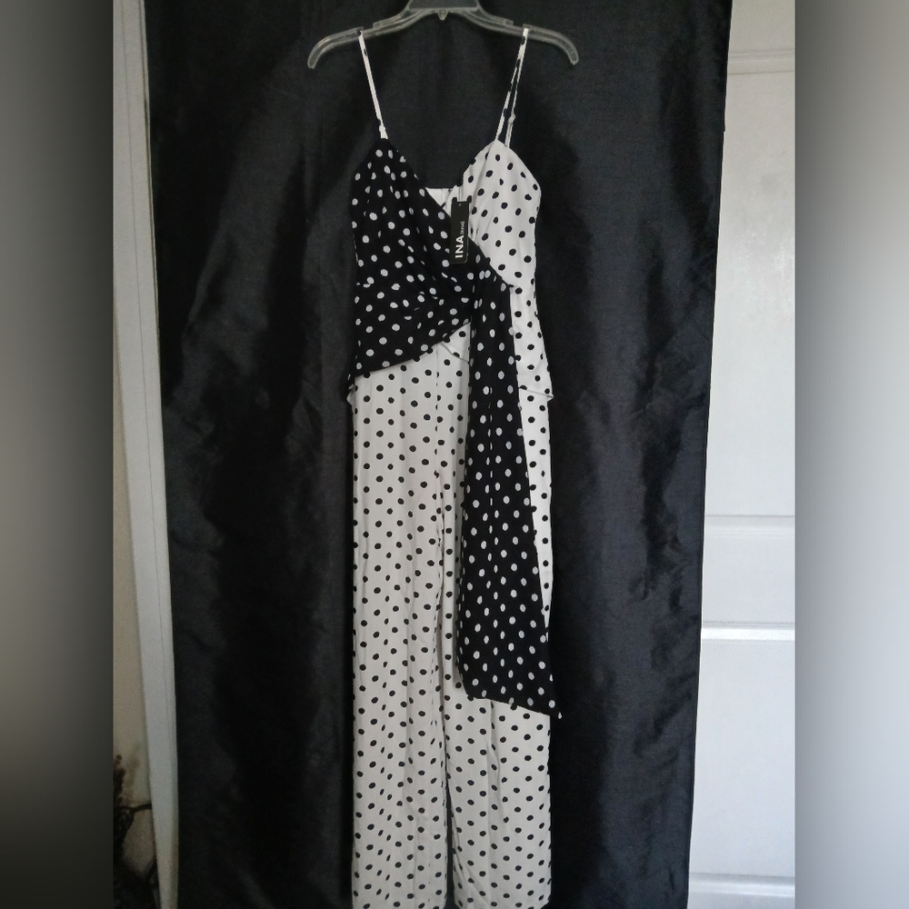 Elegant Black and White Polka Dot Jumpsuit